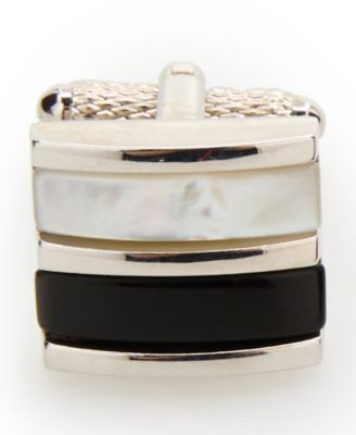 Men's Genuine Shell Obsidian Square Cufflinks