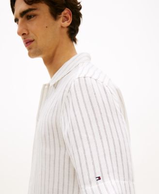 Men's Engineered Stripe Linen-Blend Shirt