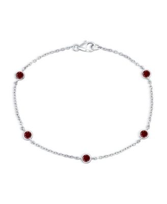 Sterling Silver, Round Bezel-Set Gemstone By The Yard Birthstone Bracelet