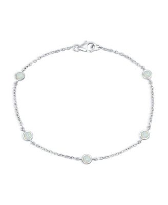 Simona Sterling Silver Round Bezel-Set Gemstone By The Yard Birthstone Bracelet - October - created opal 64$