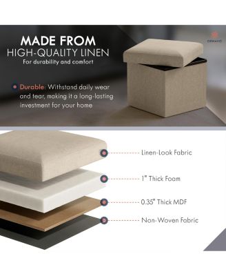 Collapsible Small Footrest Square Storage Ottoman - 12 Inch