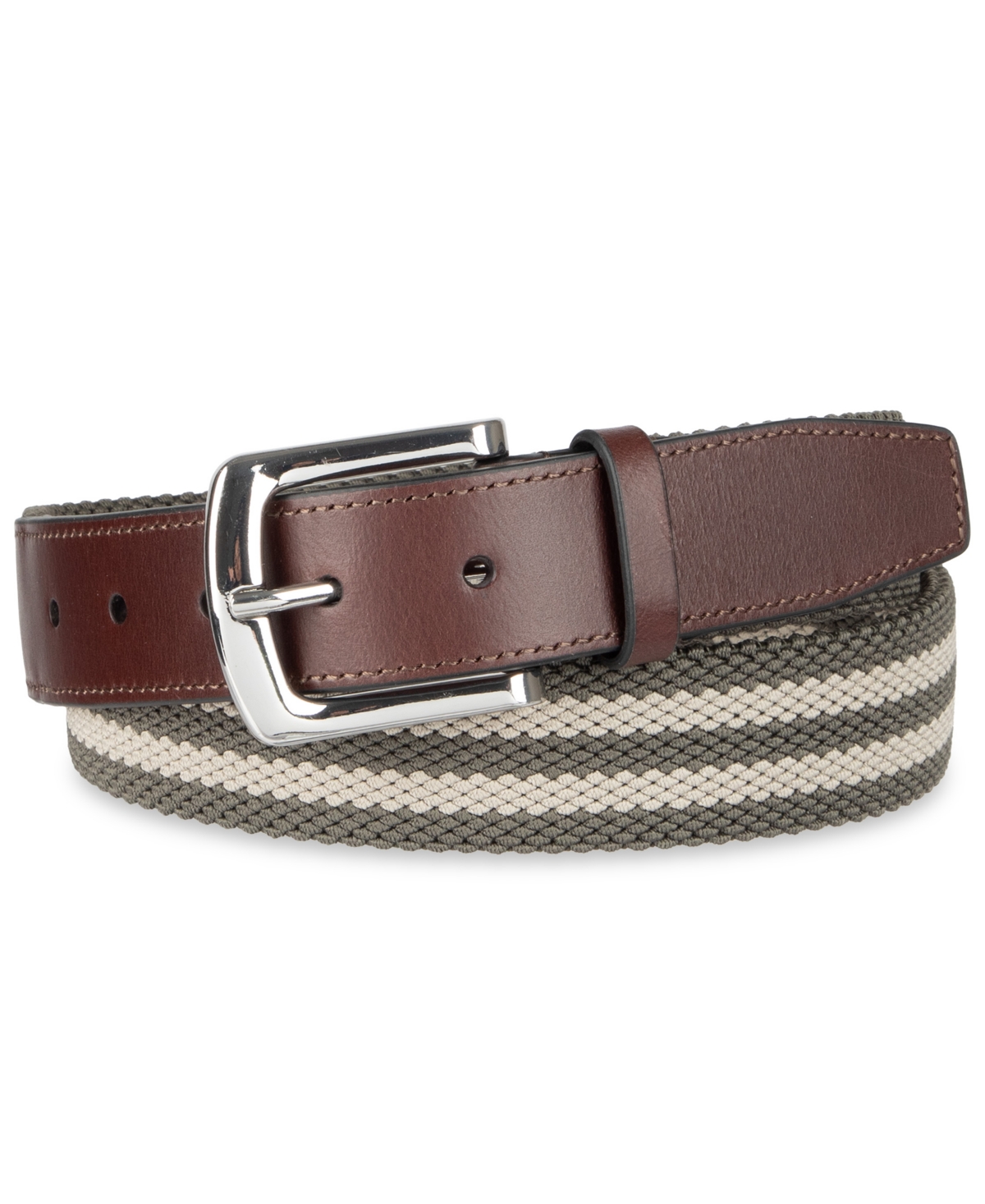 Cole Haan Men's 35MM Striped Canvas Stretch Belt - Beige Size 34