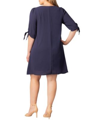 Plus Size Manhattan Shift Dress with Tie Sleeves