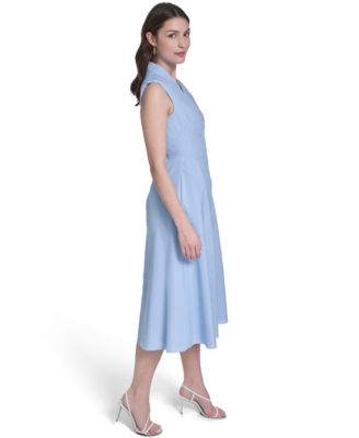 Women's Striped V-Neck Midi Dress