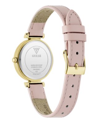 Women's Gold-Tone Stainless Steel Pink Leather Analog Watch, 28mm
