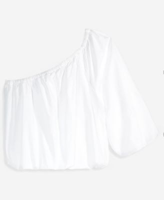 Petite Bubble One-Shoulder Blouse