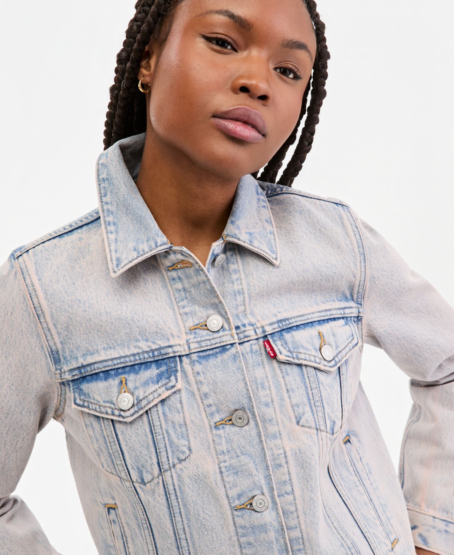 Plus Size Button-Down Original Denim Trucker Jacket