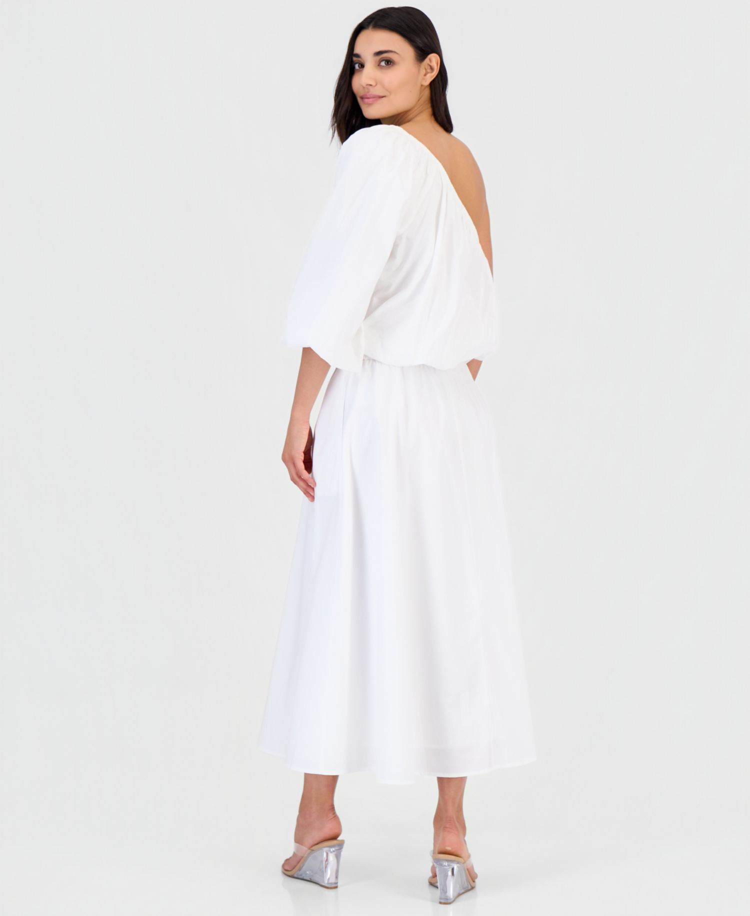 Petite Solid Pleated Drawstring Midi Skirt