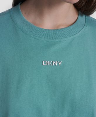 Women's Metallic Bubble Logo Drop Shoulder Pull-On T-Shirt