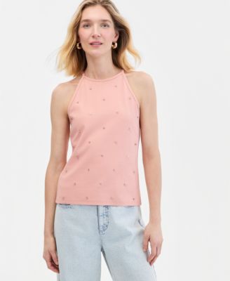 Women's Crystal Embellished Halter Tank Top