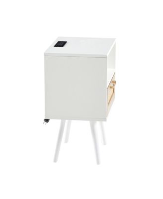 Rattan End Table with Power and USB