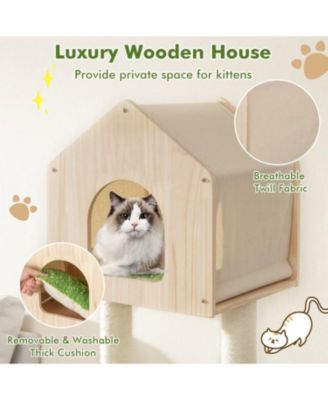 55" Indoor Cat Tree with Sisal Scratching Posts & Cozy Cat Bed, Climbing Stand for Kittens