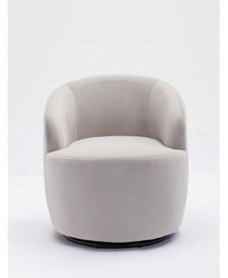 Velvet Swivel Barrel Chair with Metal Ring