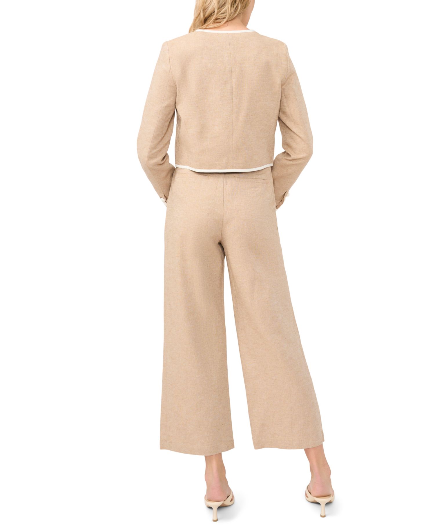 Women's Linen-Blend Contrast Trim Lady Jacket