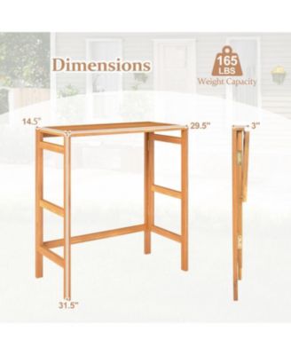 Balcony Patio Bar Table in Acacia Wood with Slatted Top