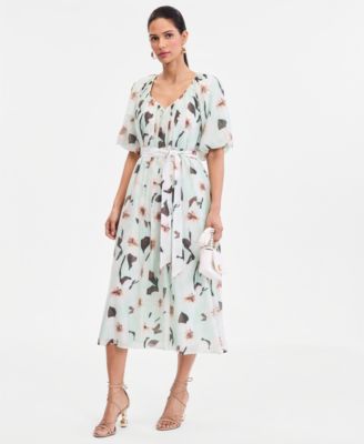 Women's Puff-Sleeve Midi Dress