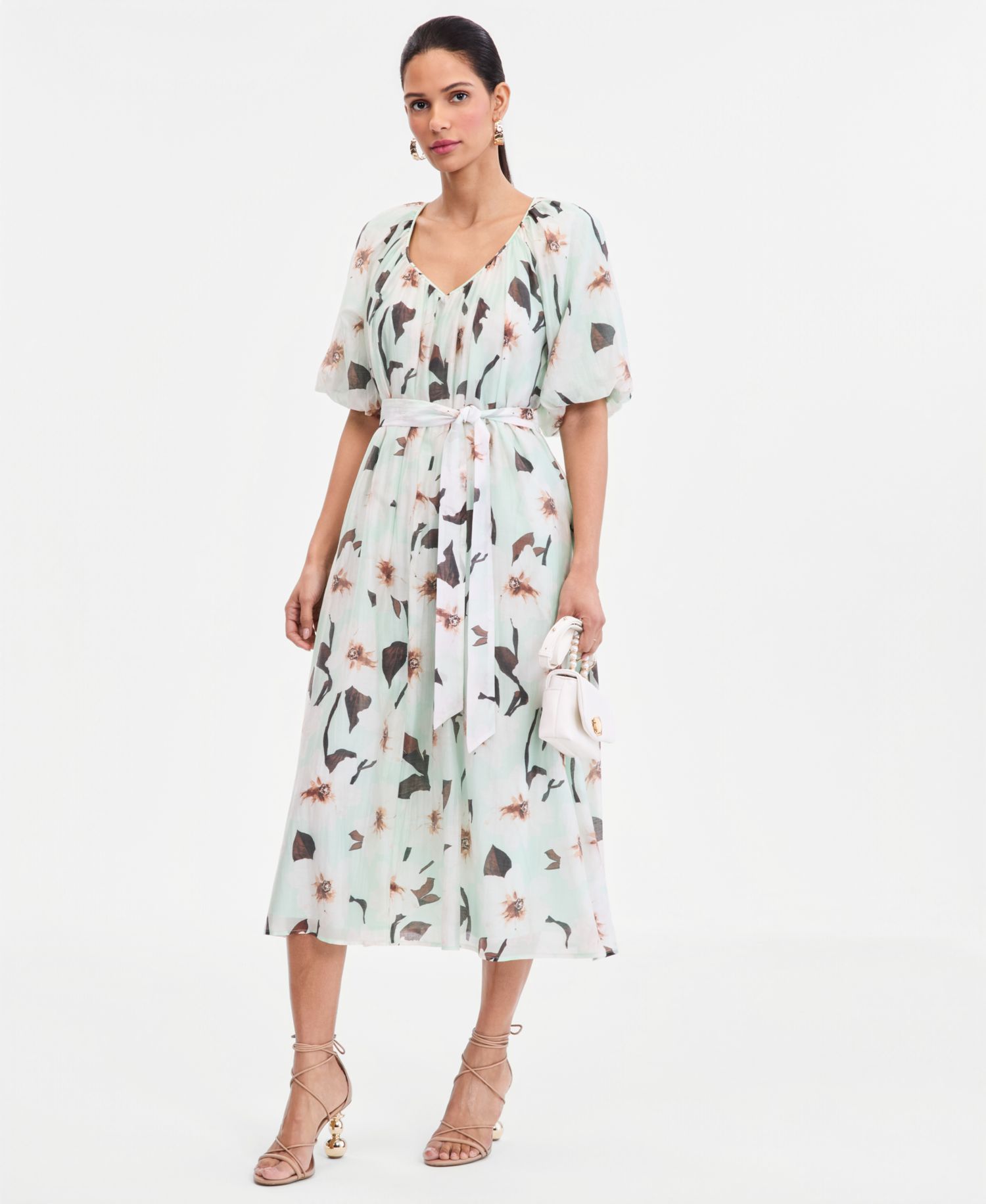 Women's Puff-Sleeve Midi Dress
