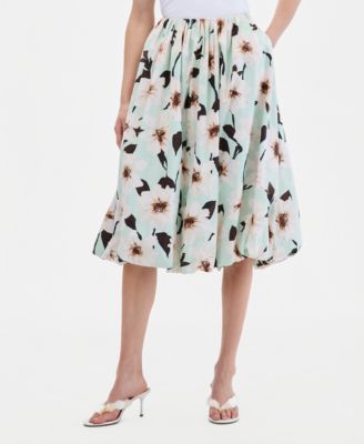 Women's Cotton Bubble Hem Midi Skirt