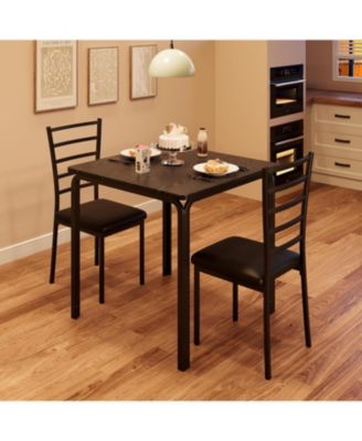  3 Piece Dining Table Set for 2 Metal Frame Wood Kitchen Table and 2 Chairs Small Dining Furniture Set for Small Space Apartment Dining Room