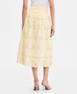 Women's Embellished Eyelet Midi Skirt
