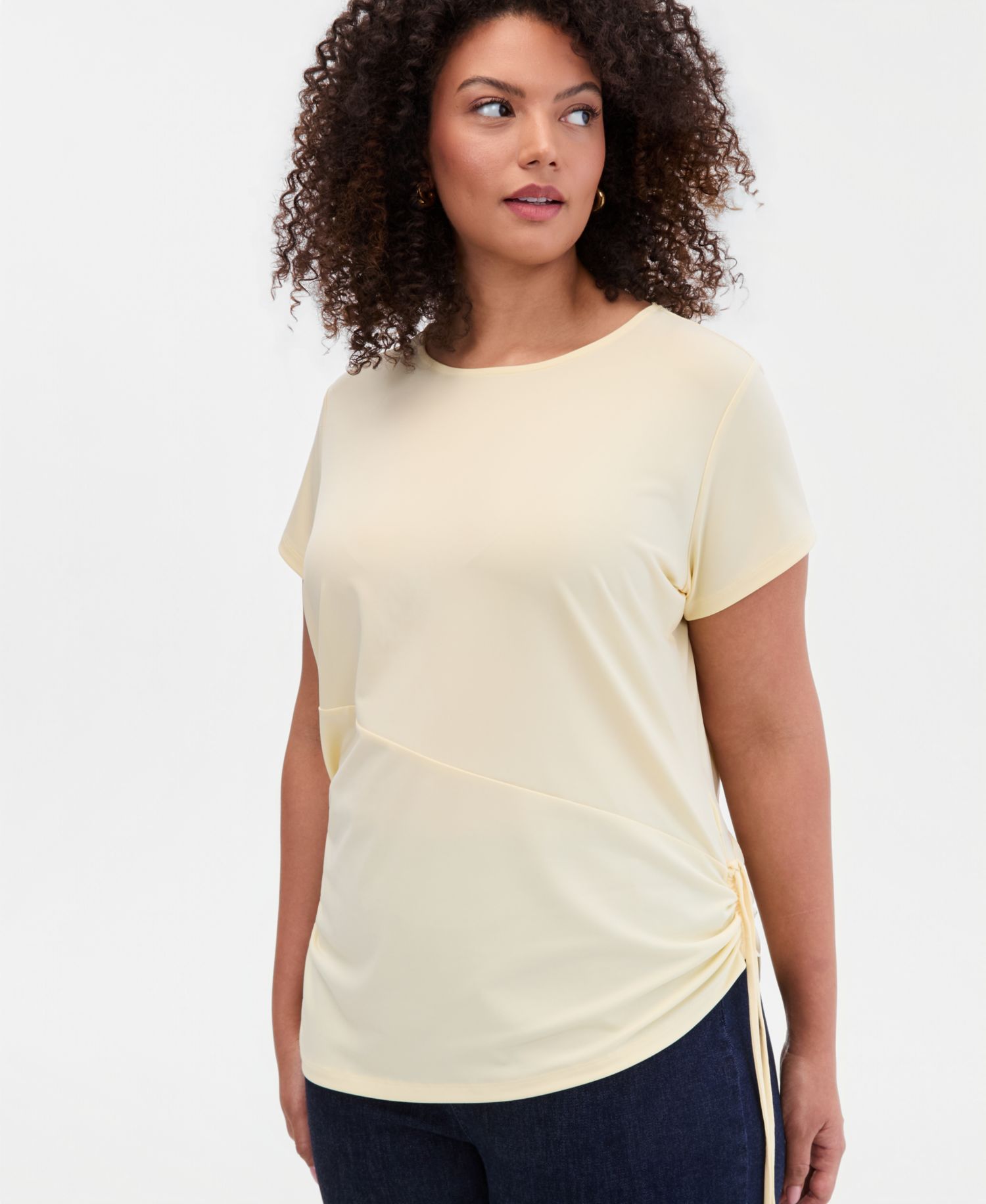 Plus Size Tie-Side Cap-Sleeve Top