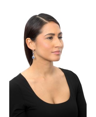 Sterling Lapis Pear-Shaped Concha Lever Back Earrings