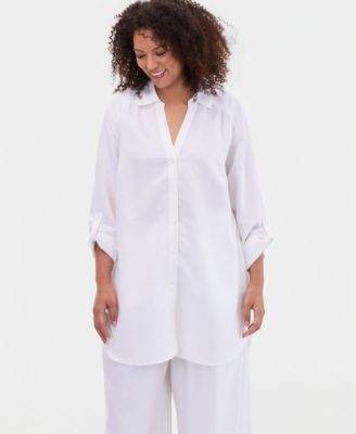 Plus Size Linen-Blend Tunic