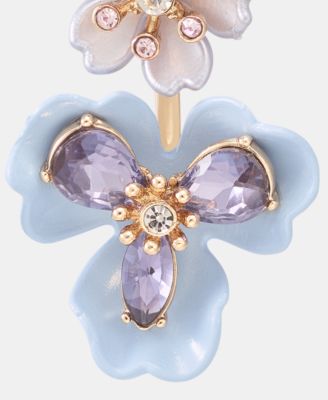 Crystal Flower Linear Drop Earrings