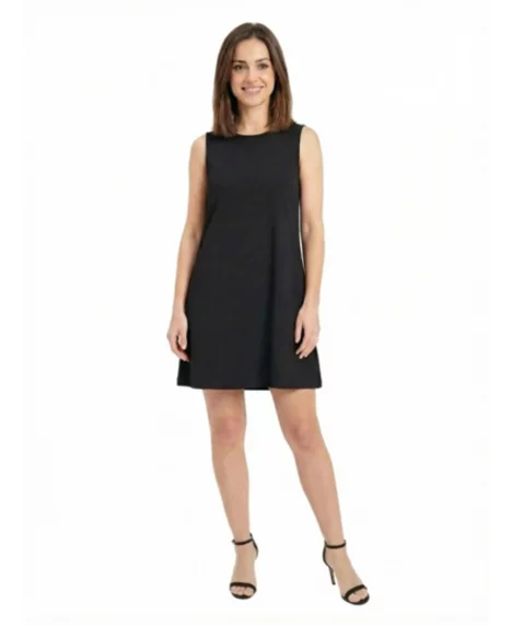 Petite Round Neck Mini Dress - Black
