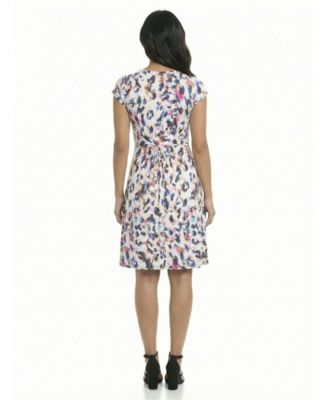 Petite Animal Cap-Sleeve Knee Length Dress