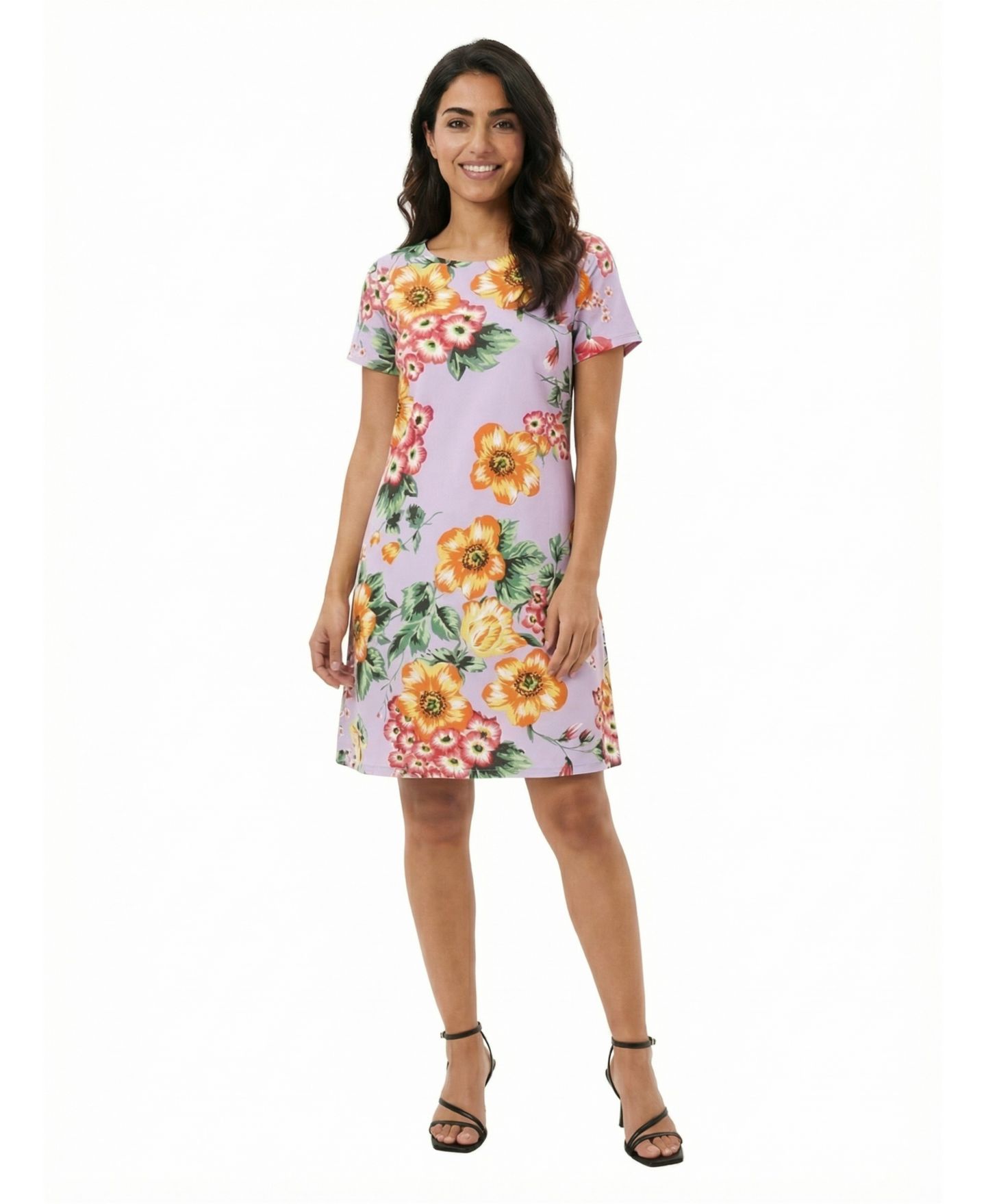 Женское платье 24seven Comfort Apparel Petite Floral Round Neck, цвет: С принтом — фото 2