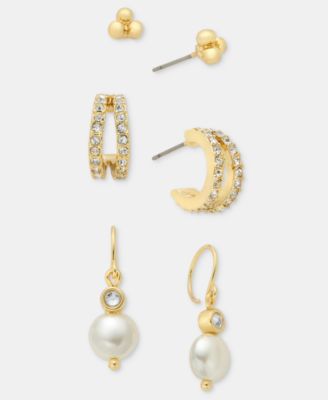 3-Pc. Set Stud, Hoop & Drop Earrings 