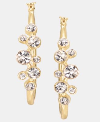 Medium Crystal Cluster Hoop Earrings, 1.55" 