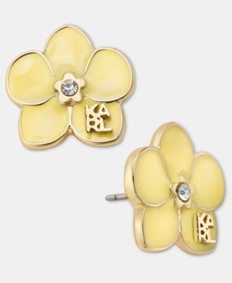 Glass Stone Orchid Stud Earrings