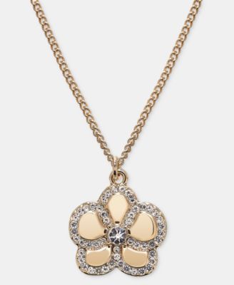 Gold-Tone Pav&eacute; Orchid Pendant Necklace