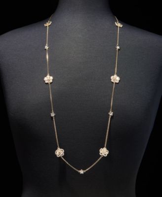Gold-Tone 36" Pav&eacute; Orchid Strandage Necklace