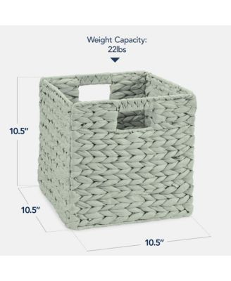 10.5x10.5in Hyacinth Storage Baskets, Set of 5 Multipurpose Collapsible Organizers