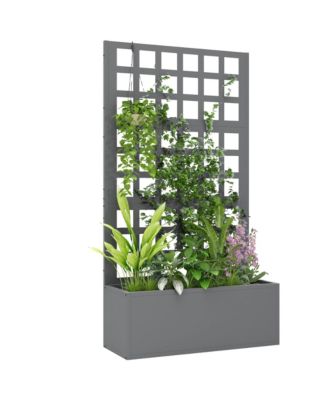 Metal Planter Box with Trellis, Drain Holes