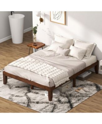 14 Inch Rubber Wood Platform Bed Frame with Wood Slat Support