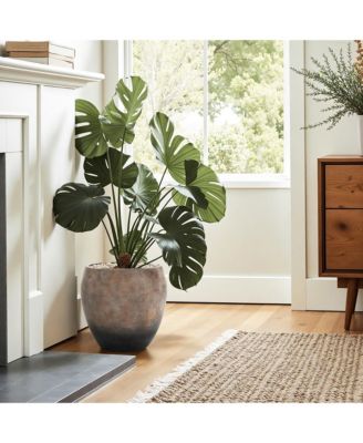 Vintage  Base 13.8-Inch Tall Round Cement Planter