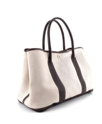 36 Garden Party Tote Toile and Leather