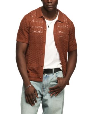 Men's Crotchet Button-Down Sweater