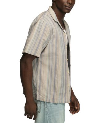 Men's Short-Sleeve Linen Camp-Collar Shirt