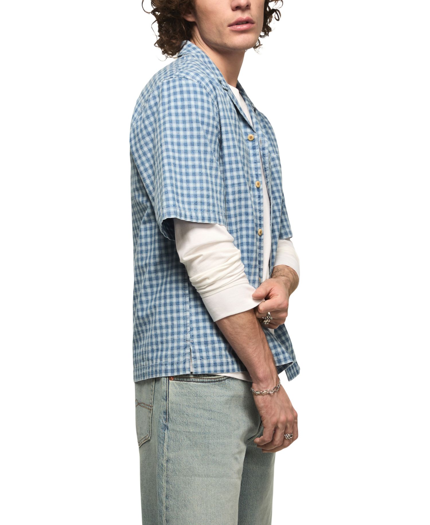 Men’s Boxy Gingham Camp Collar Shirt
