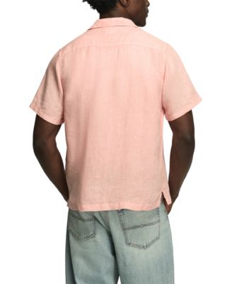 Men's Short-Sleeve Linen Camp-Collar Shirt