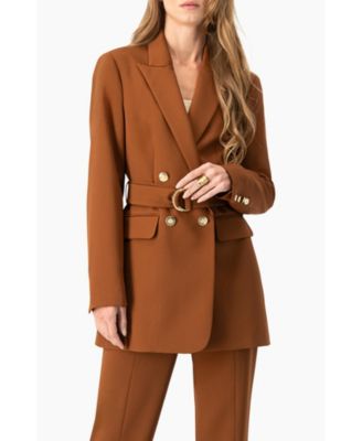 Women's Double-Breasted Wrap Blazer with Waist Tie