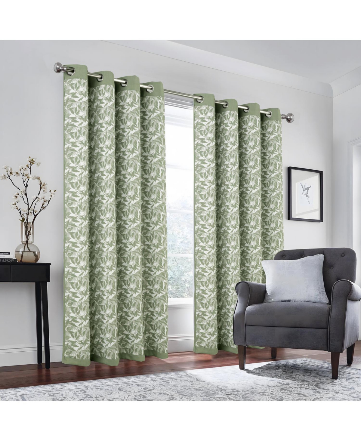 Rt Designers Collection 100% Polyester 190 Gsm Marina Revisible Blackout Grommet Curtain Panel 54" x 84