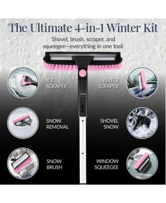 39" Extendable Snow Brush with Shovel, Squeegee and Ice Scraper with Storage Bag
