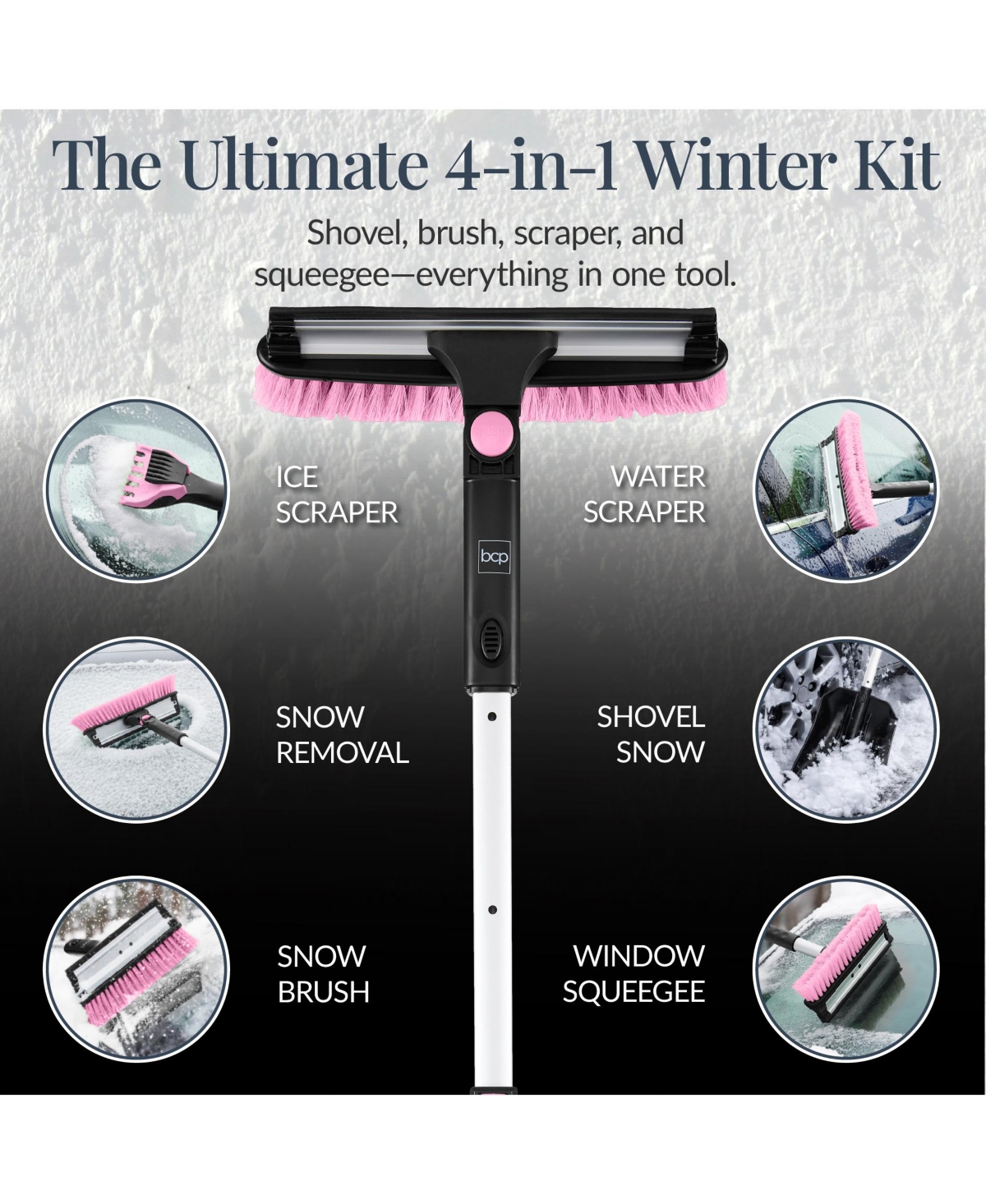 Best Choice Products 39" Extendable Snow Brush with Shovel, Squeegee and Ice Scraper with Storage Bag