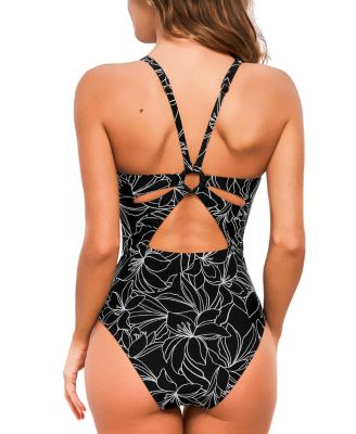 Women's V-Neck Adjustable Straps One-Piece Swimsuit